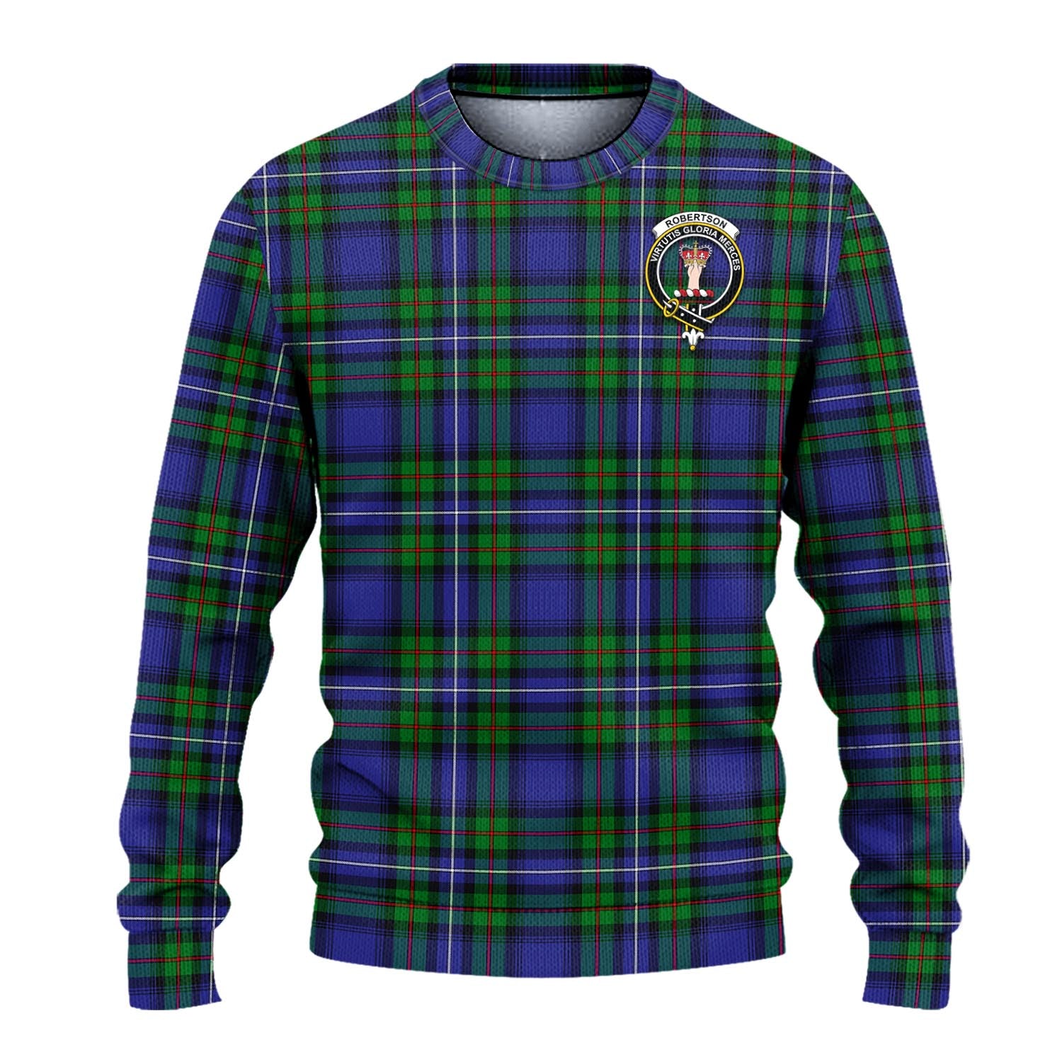 Robertson Hunting Modern Tartan Knitted Sweater with Family Crest - Tartanvibesclothing