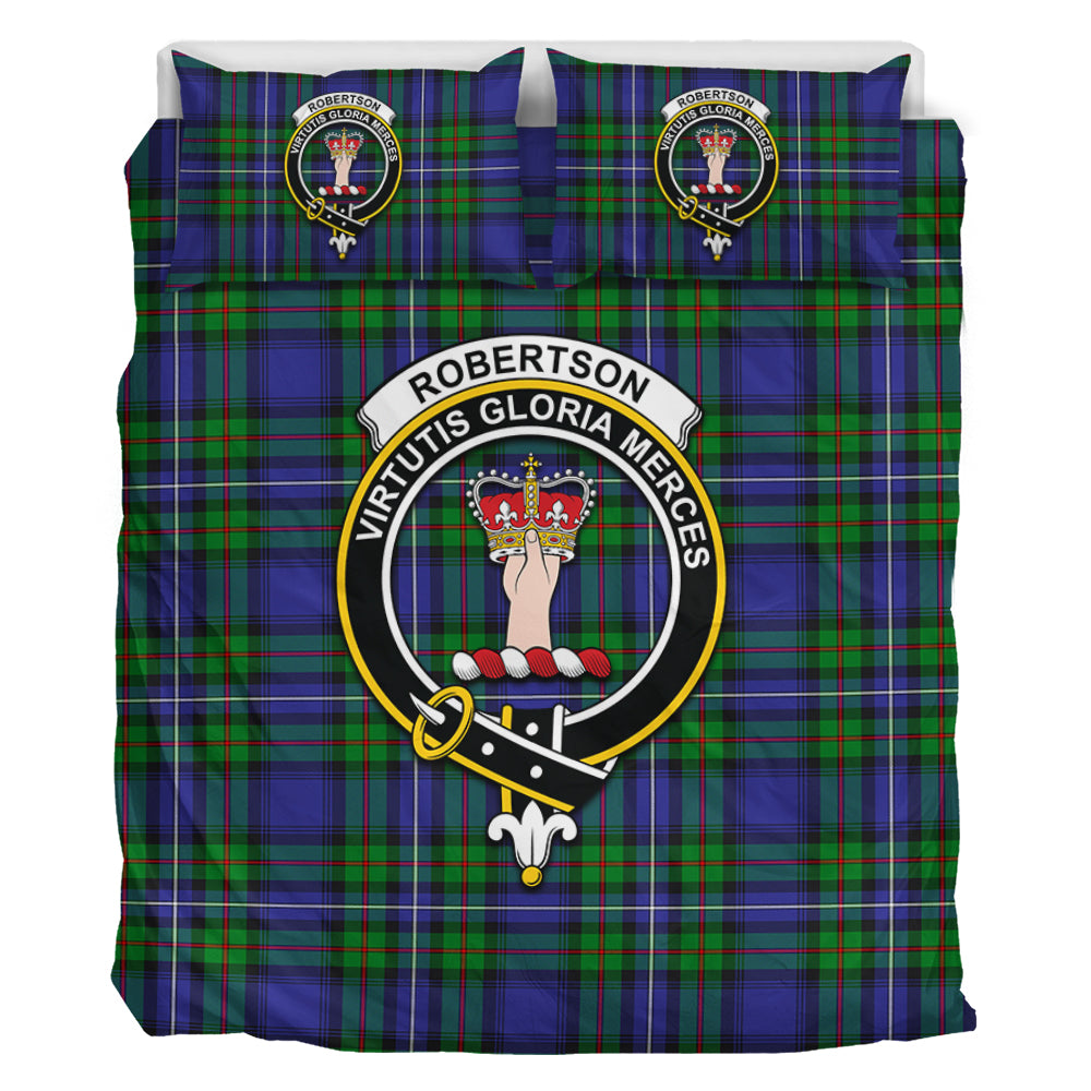 Robertson Hunting Modern Tartan Bedding Set with Family Crest - Tartan Vibes Clothing