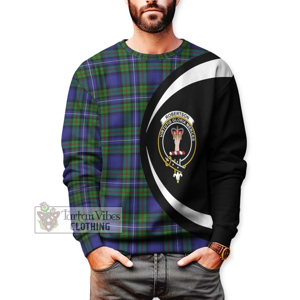 Robertson Hunting Modern Tartan Sweatshirt with Family Crest Circle Style - Tartan Vibes Clothing