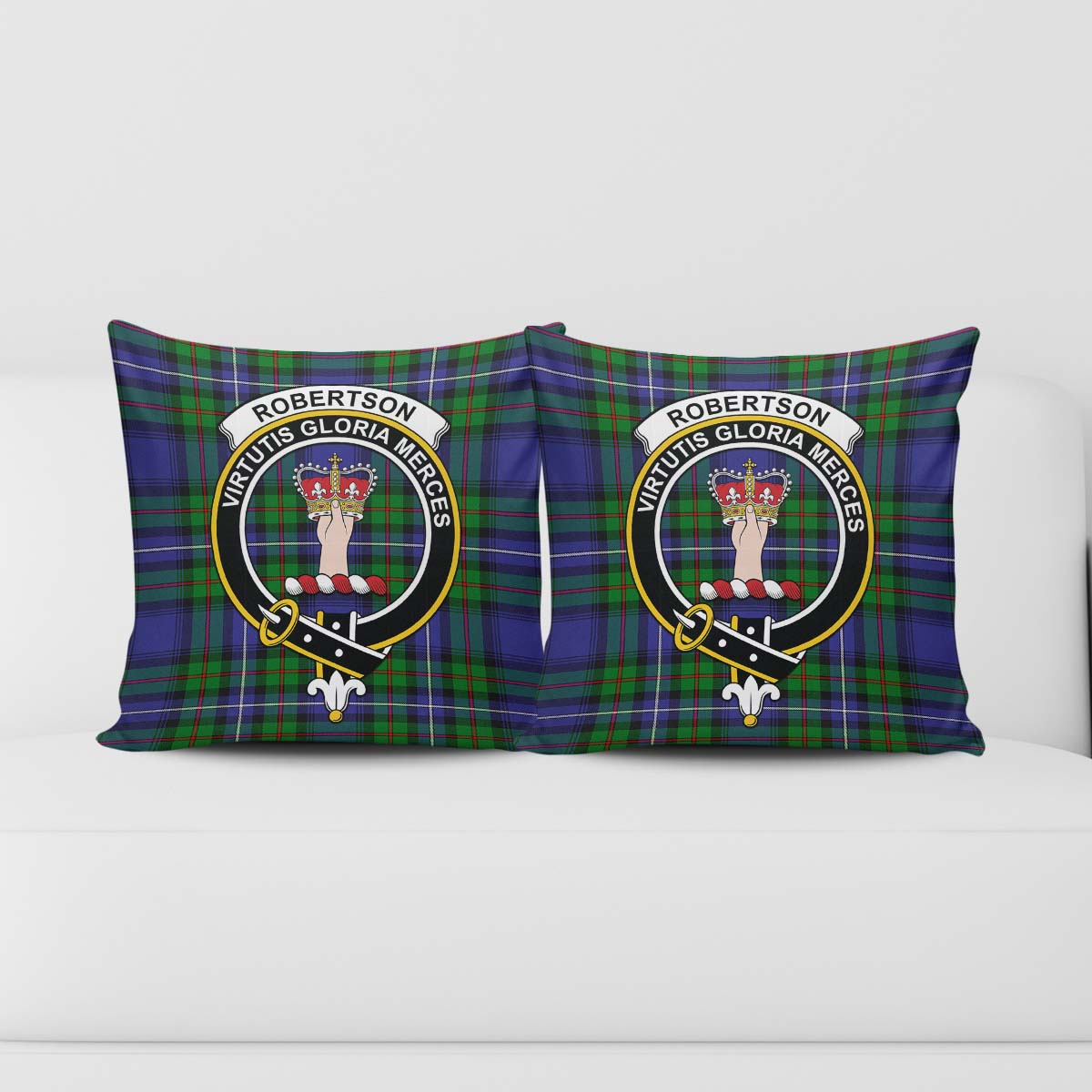 Robertson Hunting Modern Tartan Pillow Cover with Family Crest - Tartanvibesclothing