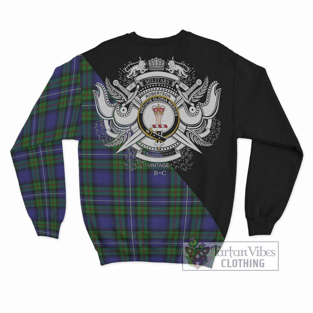 Robertson Hunting Modern Tartan Sweatshirt with Family Crest and Military Logo Style - Tartanvibesclothing Shop