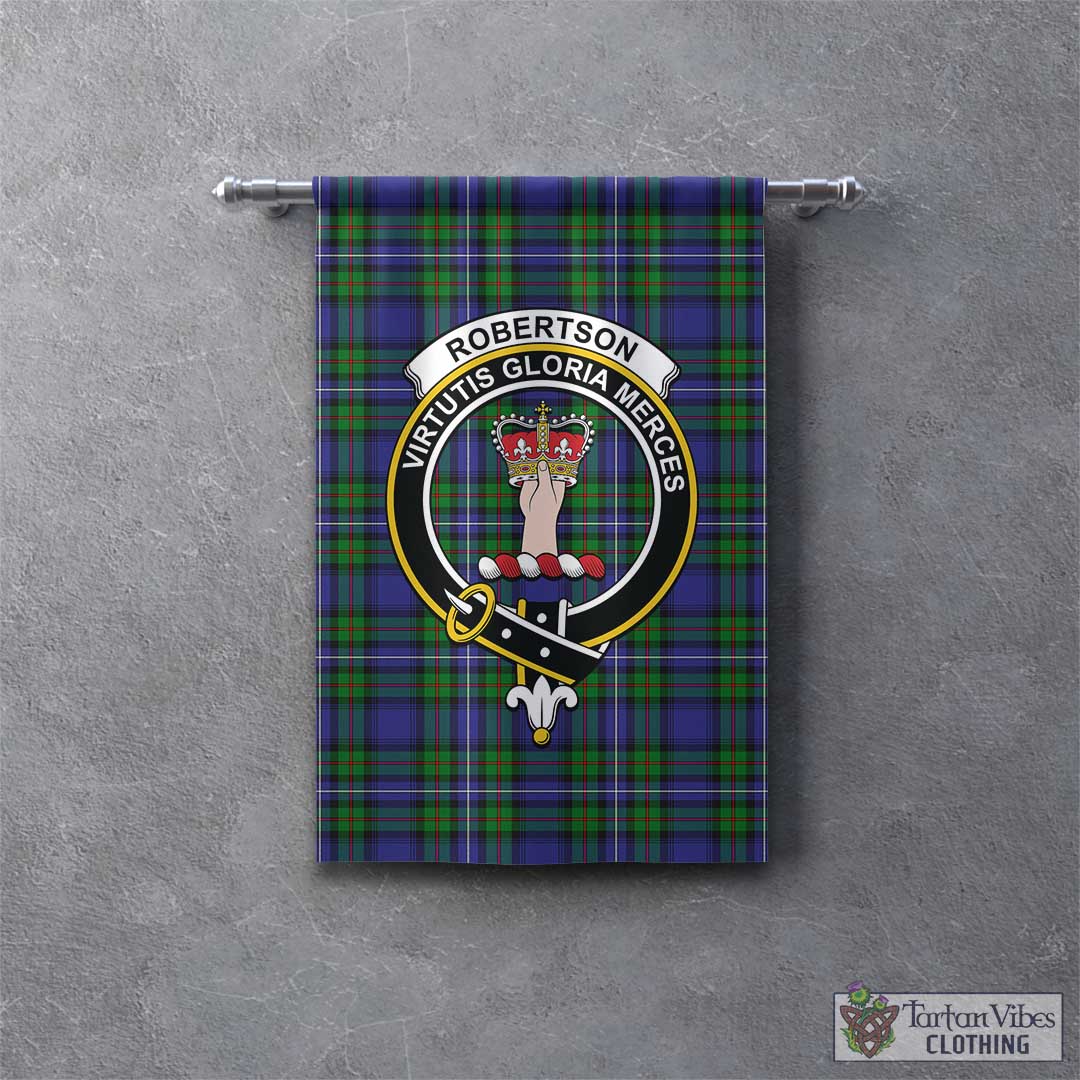 Tartan Vibes Clothing Robertson Hunting Modern Tartan Gonfalon, Tartan Banner with Family Crest