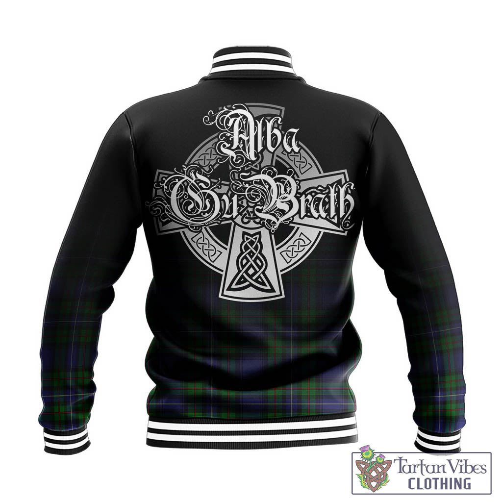 Tartan Vibes Clothing Robertson Hunting Modern Tartan Baseball Jacket Featuring Alba Gu Brath Family Crest Celtic Inspired