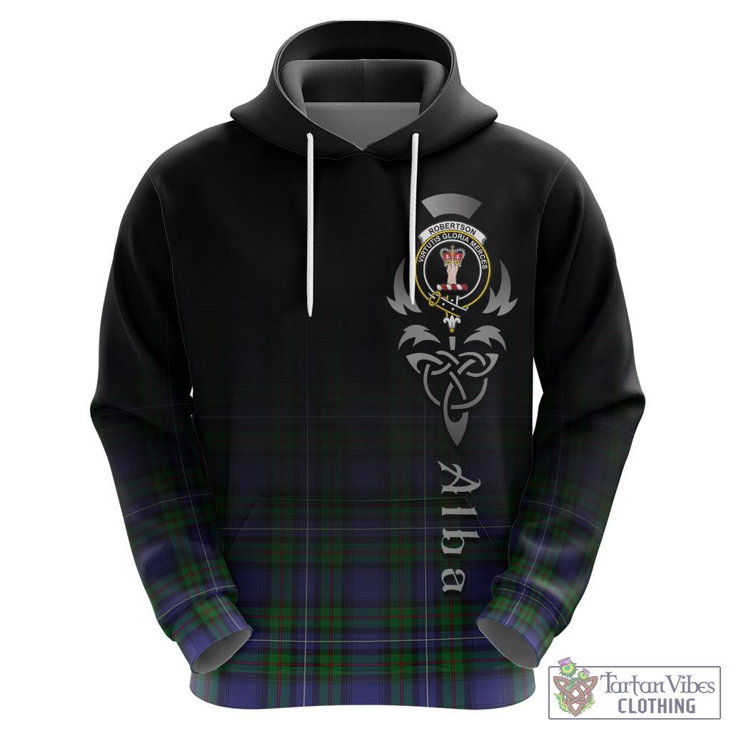 Tartan Vibes Clothing Robertson Hunting Modern Tartan Hoodie Featuring Alba Gu Brath Family Crest Celtic Inspired