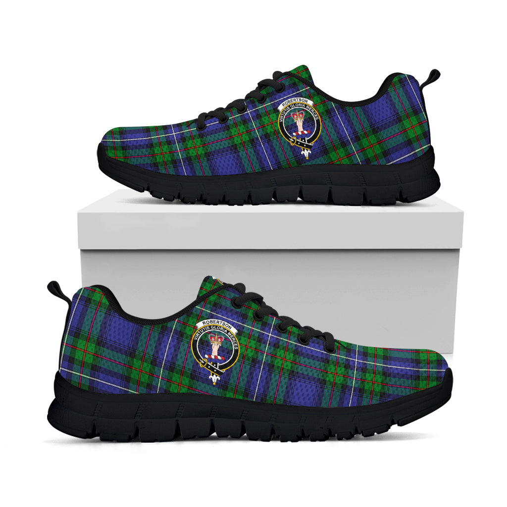 Robertson Hunting Modern Tartan Sneakers with Family Crest - Tartan Vibes Clothing