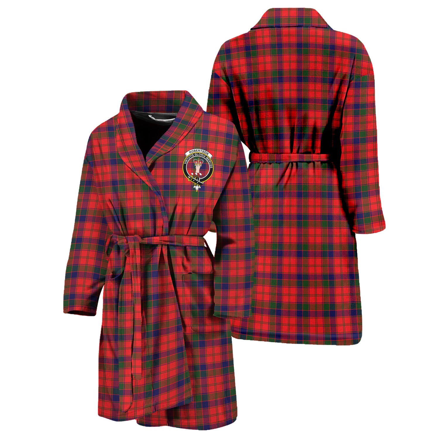 Robertson Modern Tartan Bathrobe with Family Crest Unisex S - Tartan Vibes Clothing