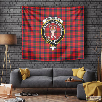 Robertson Modern Tartan Tapestry Wall Hanging and Home Decor for Room with Family Crest