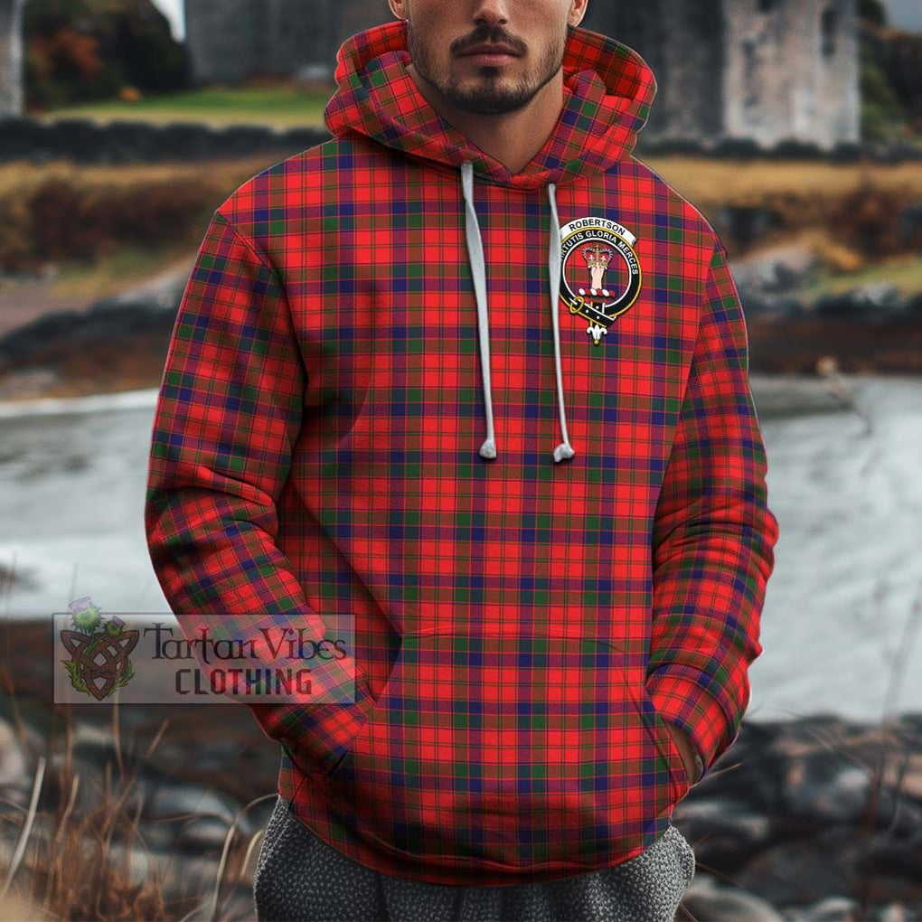 Robertson Modern Tartan Cotton Hoodie with Family Crest Pullover Hoodie XS - Tartan Vibes Clothing