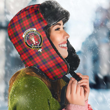 Robertson Modern Tartan Winter Trapper Hat with Family Crest