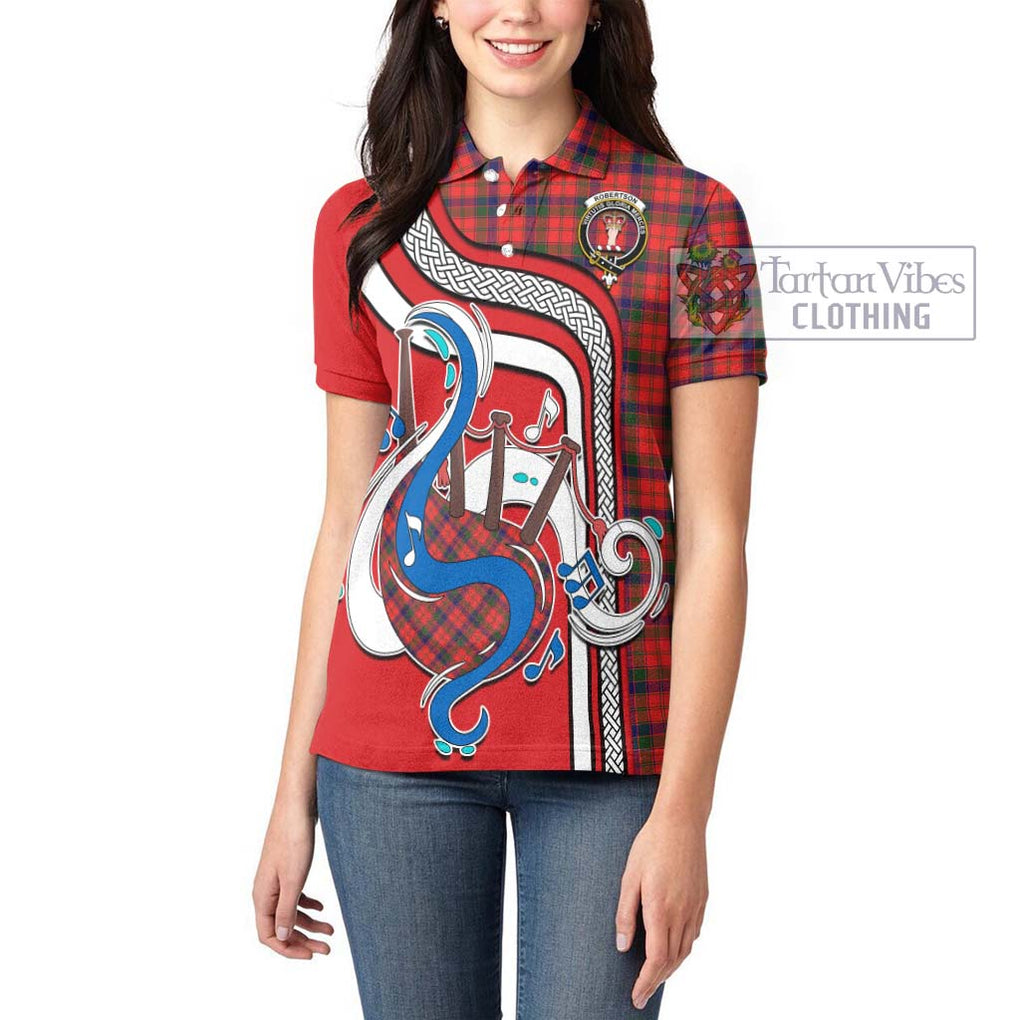 Robertson Modern Tartan Women's Polo Shirt with Epic Bagpipe Style - Tartanvibesclothing Shop