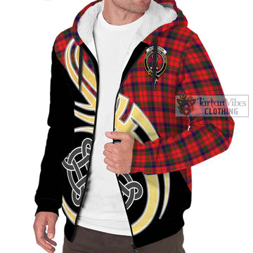 Robertson Modern Tartan Sherpa Hoodie with Family Crest and Celtic Symbol Style