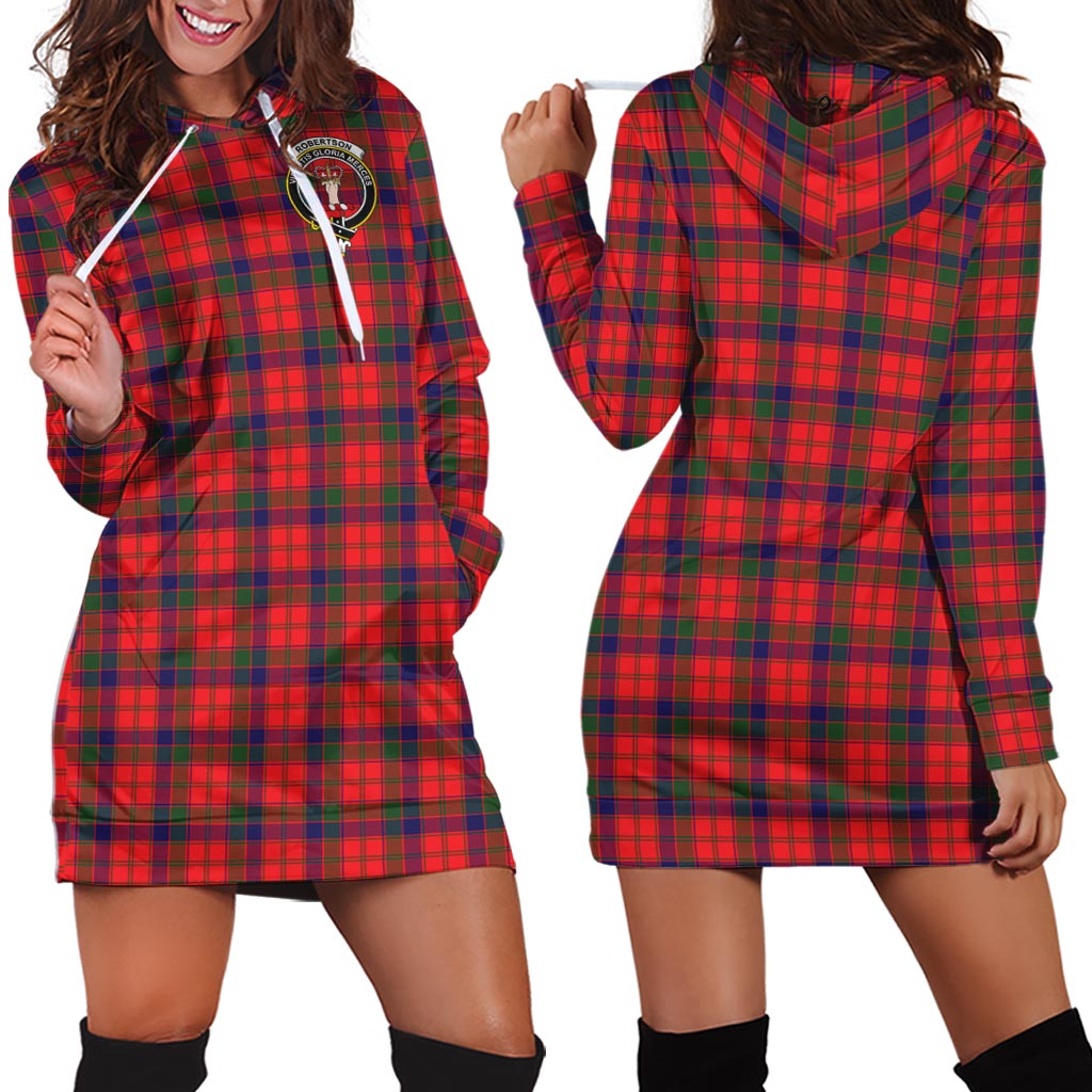 Robertson Modern Tartan Hoodie Dress with Family Crest - Tartan Vibes Clothing