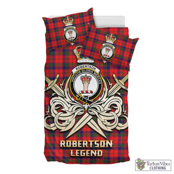 Robertson Modern Tartan Bedding Set with Clan Crest and the Golden Sword of Courageous Legacy