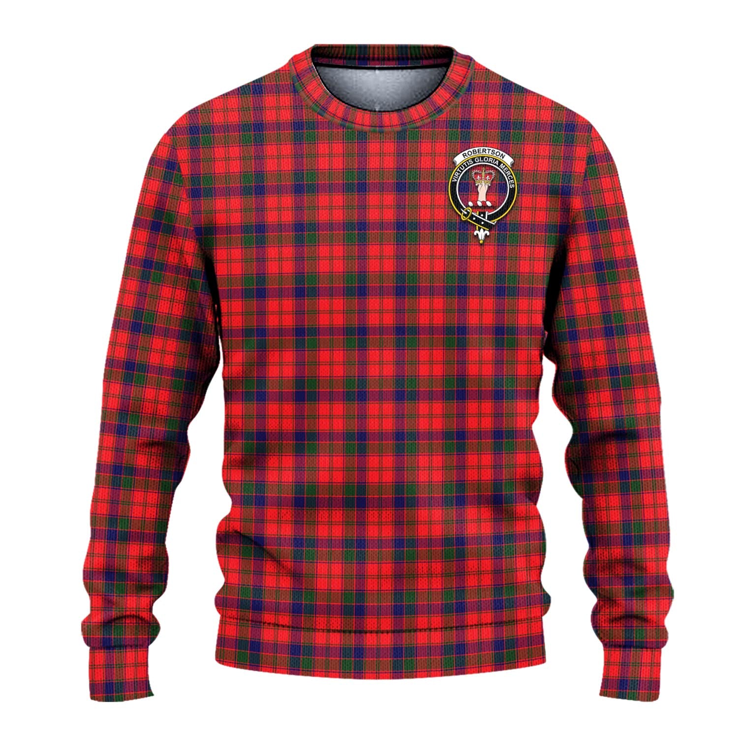 Robertson Modern Tartan Knitted Sweater with Family Crest - Tartanvibesclothing