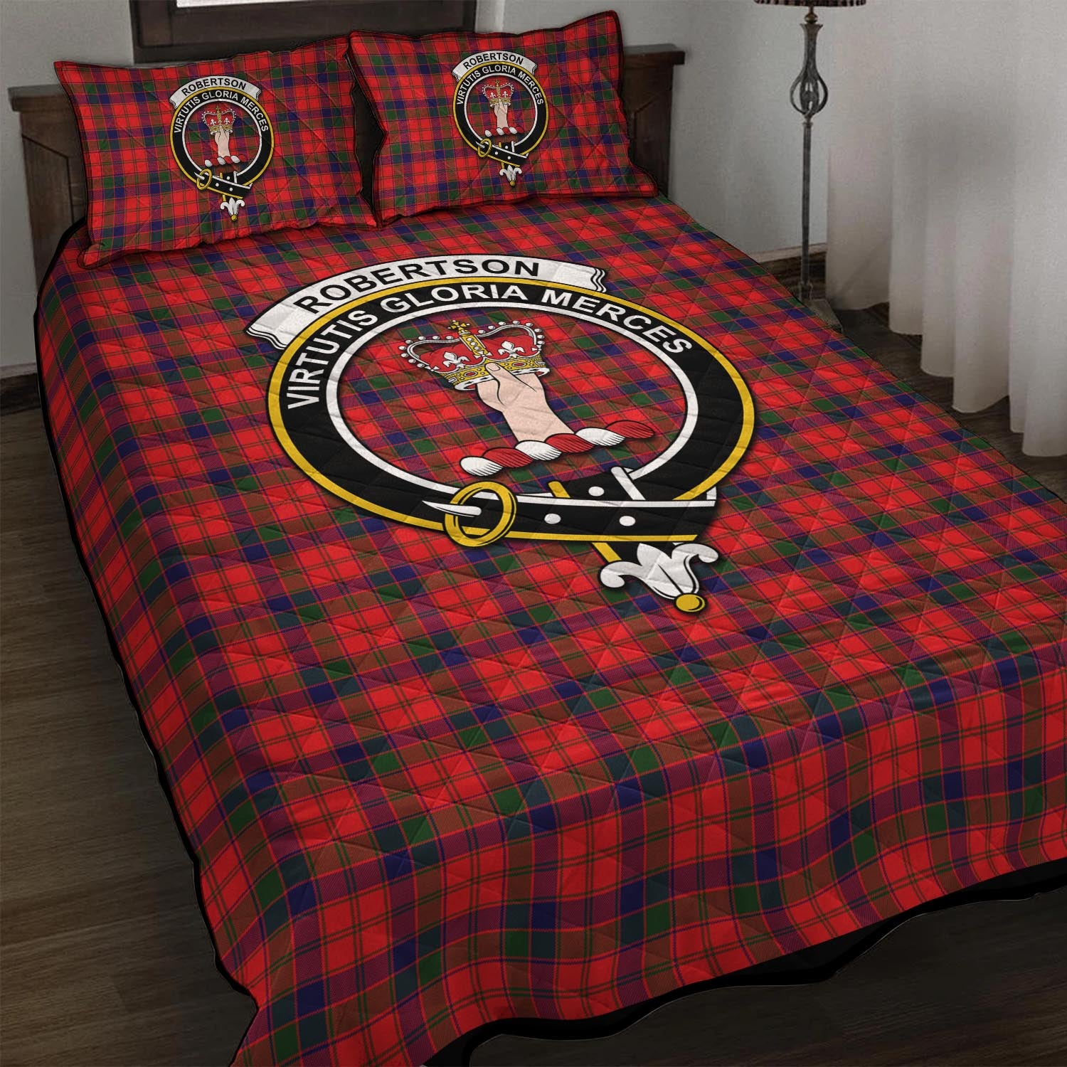 Robertson Modern Tartan Quilt Bed Set with Family Crest - Tartan Vibes Clothing