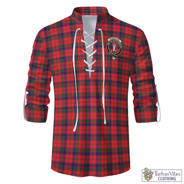 Robertson Modern Tartan Men's Scottish Traditional Jacobite Ghillie Kilt Shirt with Family Crest