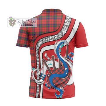 Robertson Modern Tartan Zipper Polo Shirt with Epic Bagpipe Style