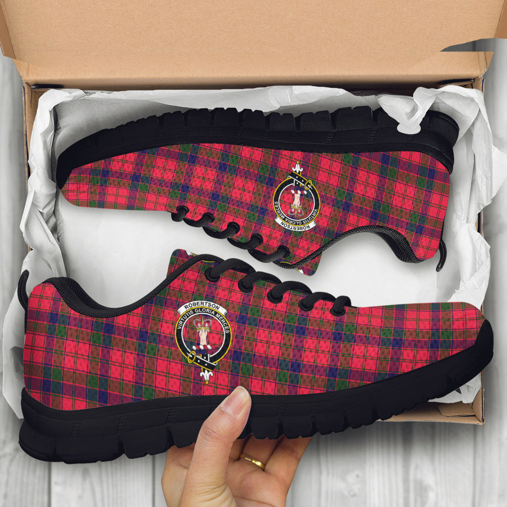 Robertson Modern Tartan Sneakers with Family Crest - Tartan Vibes Clothing