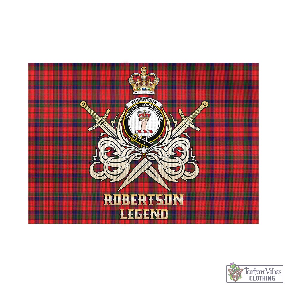 Tartan Vibes Clothing Robertson Modern Tartan Flag with Clan Crest and the Golden Sword of Courageous Legacy