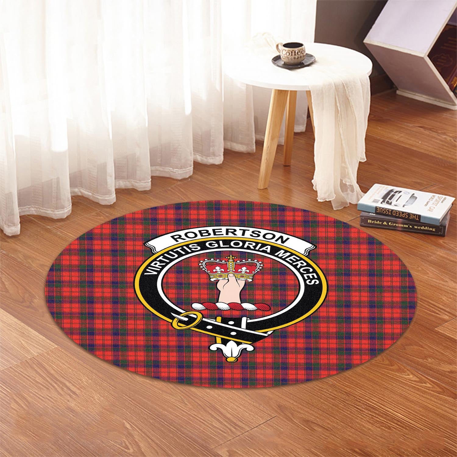 robertson-modern-tartan-round-rug-with-family-crest