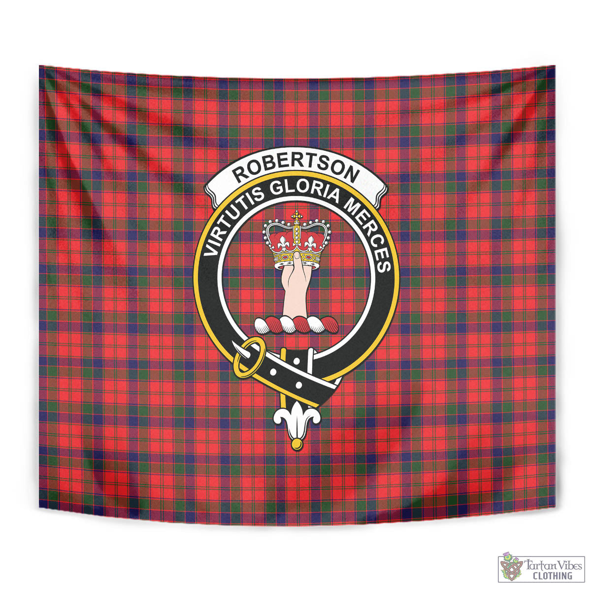 Tartan Vibes Clothing Robertson Modern Tartan Tapestry Wall Hanging and Home Decor for Room with Family Crest