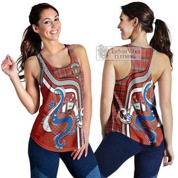 Robertson Weathered Tartan Women's Racerback Tanks with Epic Bagpipe Style