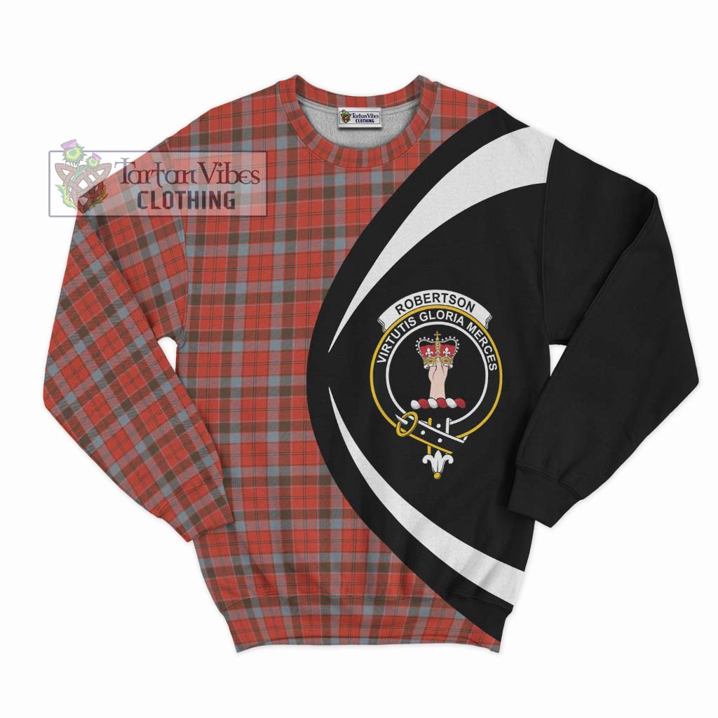 Robertson Weathered Tartan Sweatshirt with Family Crest Circle Style Unisex - Tartan Vibes Clothing