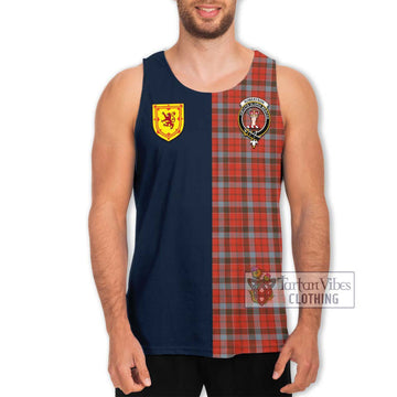 Robertson Weathered Tartan Men's Tank Top Alba with Scottish Lion Royal Arm Half Style