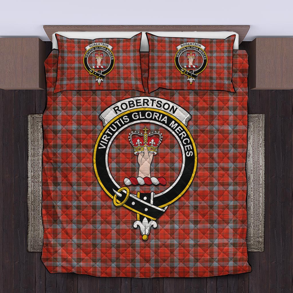 Robertson Weathered Tartan Quilt Bed Set with Family Crest Twin - Tartan Vibes Clothing