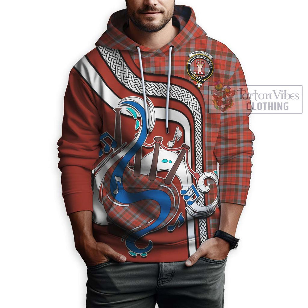 Robertson Weathered Tartan Hoodie with Epic Bagpipe Style Zip Hoodie - Tartanvibesclothing Shop