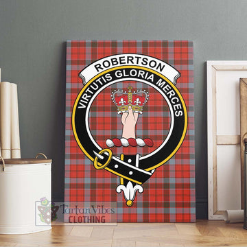 Robertson Weathered Tartan Canvas Print Wall Art with Family Crest