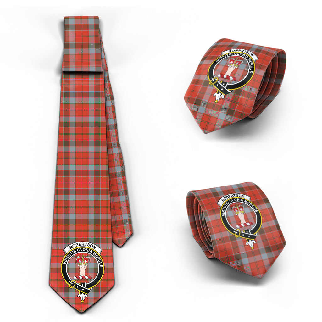 Robertson Weathered Tartan Classic Necktie with Family Crest Necktie One Size - Tartan Vibes Clothing