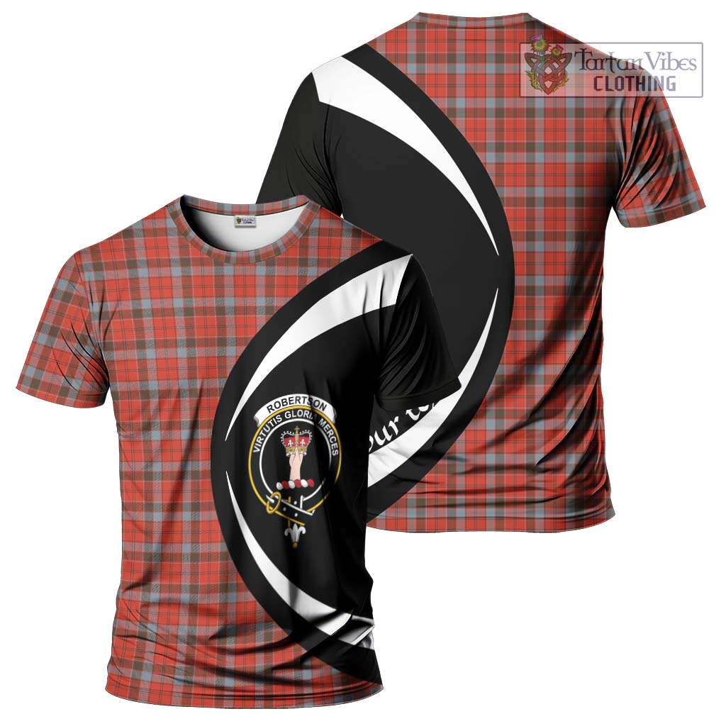 Tartan Vibes Clothing Robertson Weathered Tartan T-Shirt with Family Crest Circle Style