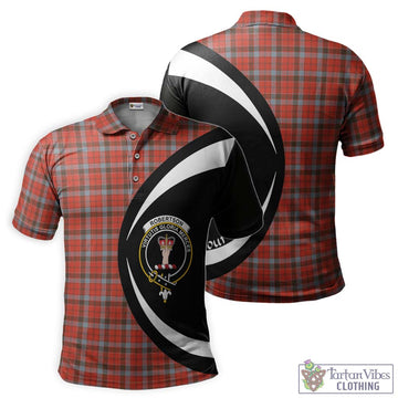 Robertson Weathered Tartan Men's Polo Shirt with Family Crest Circle Style