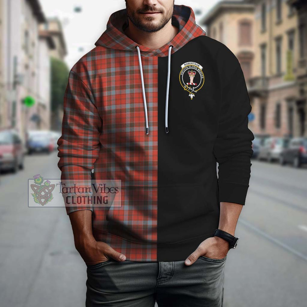 Robertson Weathered Tartan Hoodie with Family Crest and Half Of Me Style Zip Hoodie - Tartanvibesclothing Shop