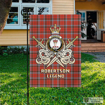 Robertson Weathered Tartan Flag with Clan Crest and the Golden Sword of Courageous Legacy