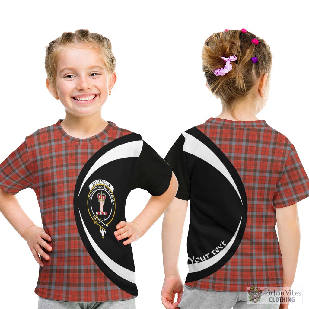 Robertson Weathered Tartan Kid T-Shirt with Family Crest Circle Style - Tartan Vibes Clothing