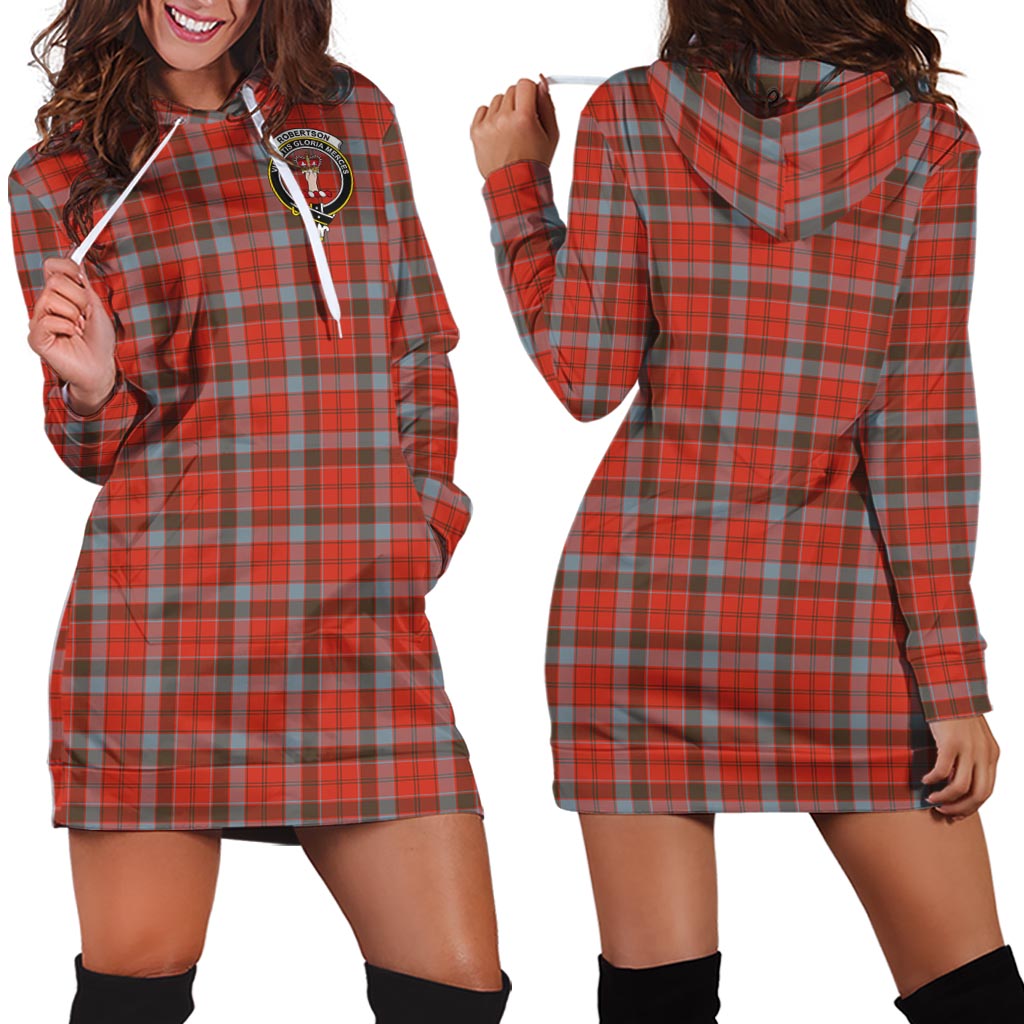 Robertson Weathered Tartan Hoodie Dress with Family Crest - Tartan Vibes Clothing