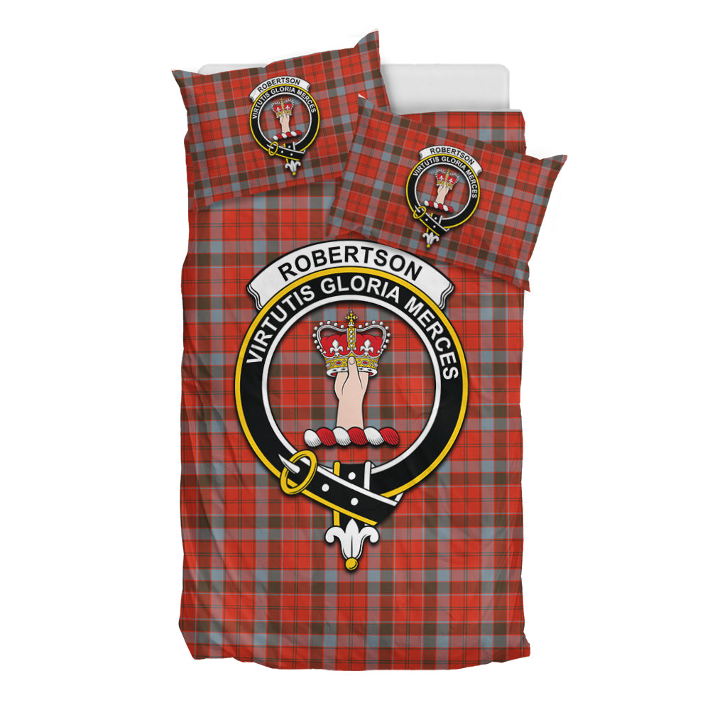 Robertson Weathered Tartan Bedding Set with Family Crest - Tartan Vibes Clothing