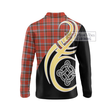 Robertson Weathered Tartan Long Sleeve Polo Shirt with Family Crest and Celtic Symbol Style