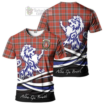 Robertson Weathered Tartan Cotton T-shirt with Alba Gu Brath Regal Lion Emblem