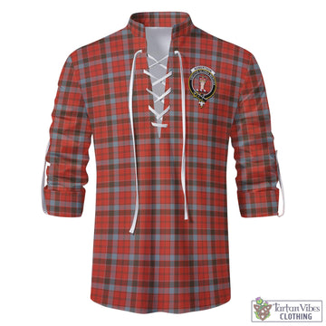 Robertson Weathered Tartan Men's Scottish Traditional Jacobite Ghillie Kilt Shirt with Family Crest