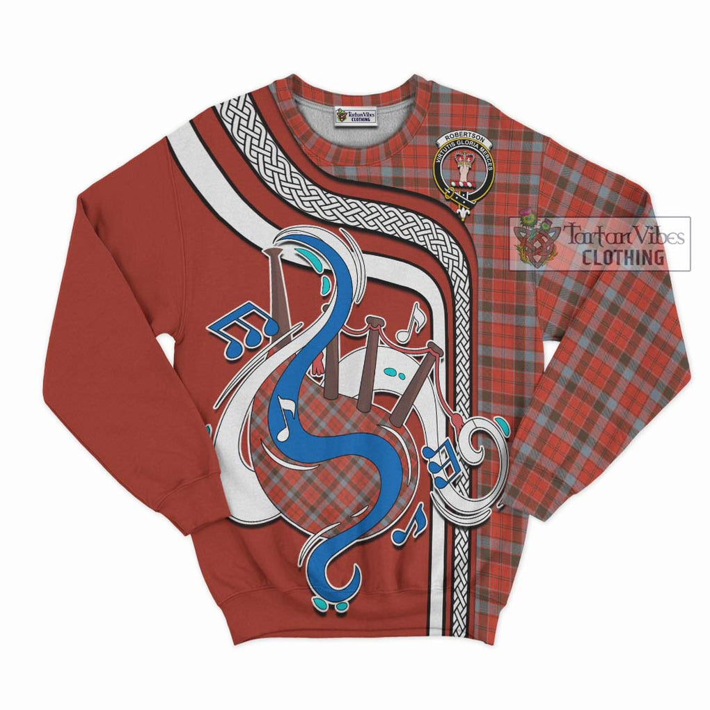 Tartan Vibes Clothing Robertson Weathered Tartan Sweatshirt with Epic Bagpipe Style