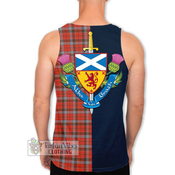 Robertson Weathered Tartan Men's Tank Top Alba with Scottish Lion Royal Arm Half Style