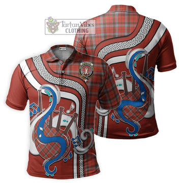 Robertson Weathered Tartan Polo Shirt with Epic Bagpipe Style