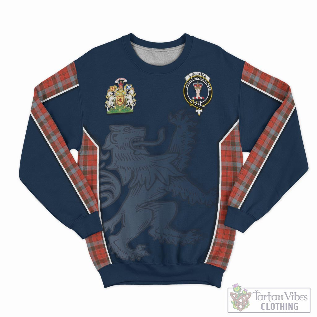 Tartan Vibes Clothing Robertson Weathered Tartan Sweater with Family Crest and Lion Rampant Vibes Sport Style