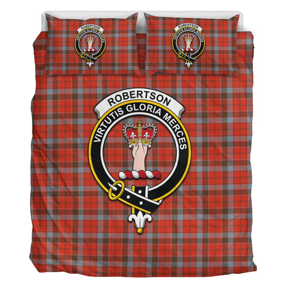 Robertson Weathered Tartan Bedding Set with Family Crest - Tartan Vibes Clothing