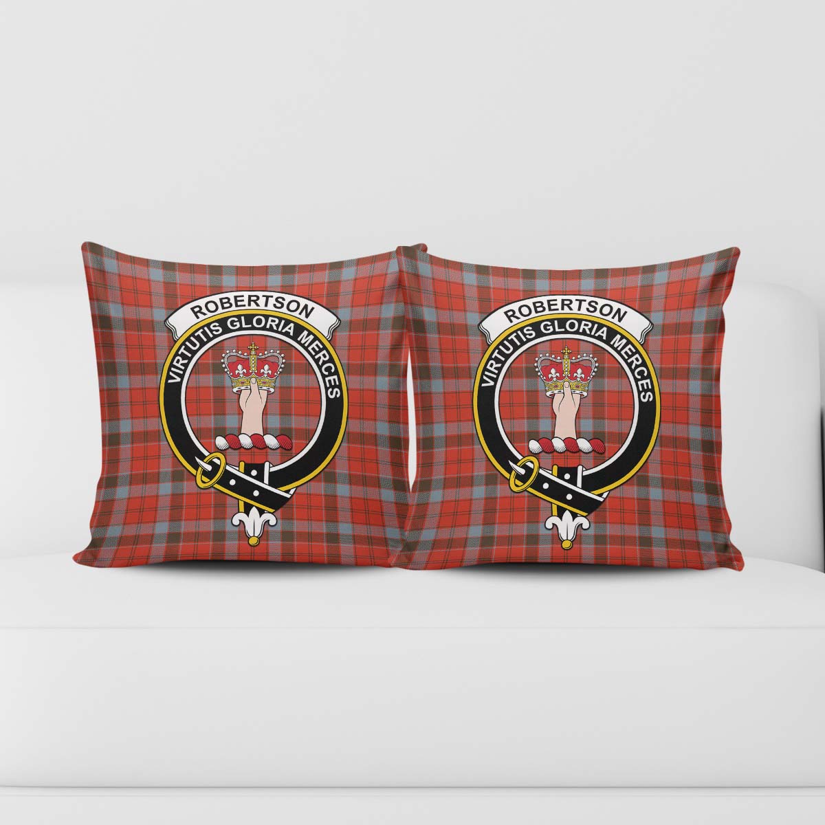 Robertson Weathered Tartan Pillow Cover with Family Crest - Tartanvibesclothing