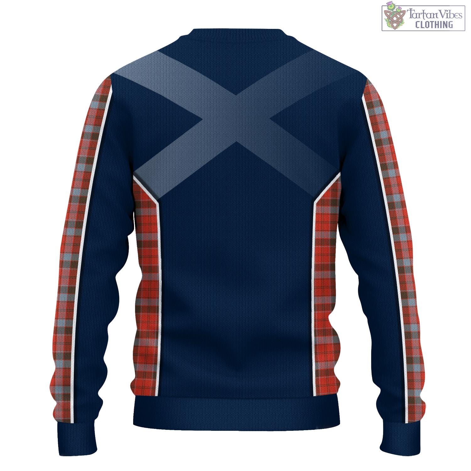 Tartan Vibes Clothing Robertson Weathered Tartan Knitted Sweatshirt with Family Crest and Scottish Thistle Vibes Sport Style