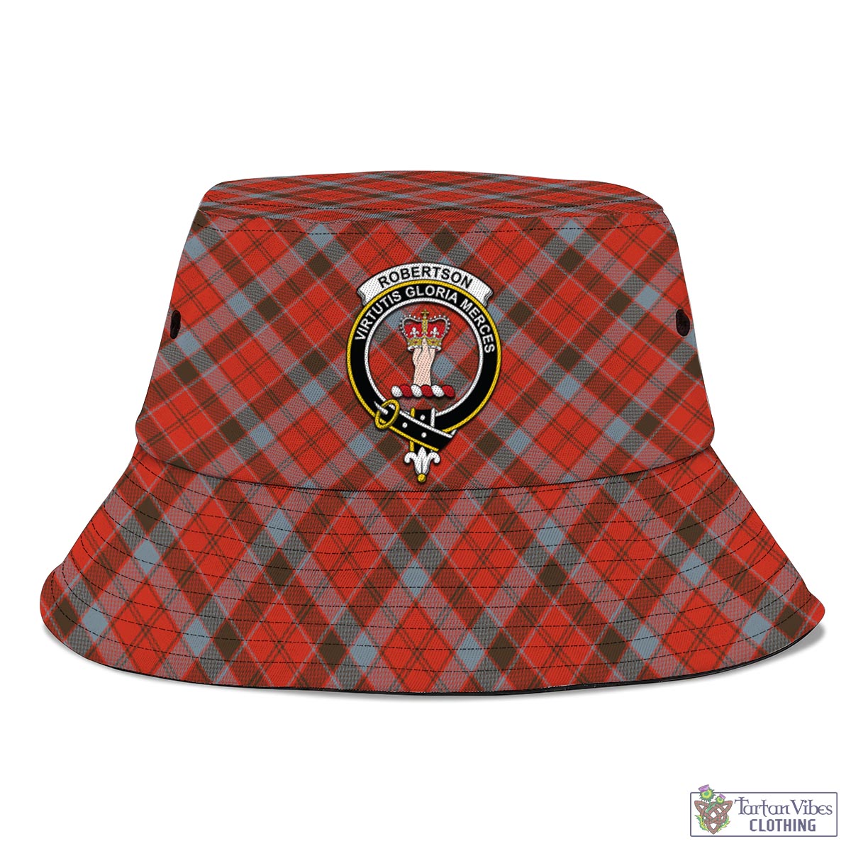 Tartan Vibes Clothing Robertson Weathered Tartan Bucket Hat with Family Crest